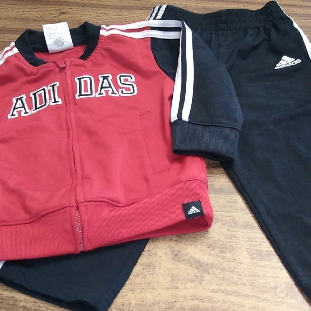 Adidas Red and Black Tracksuit for Kids Size 18 Months